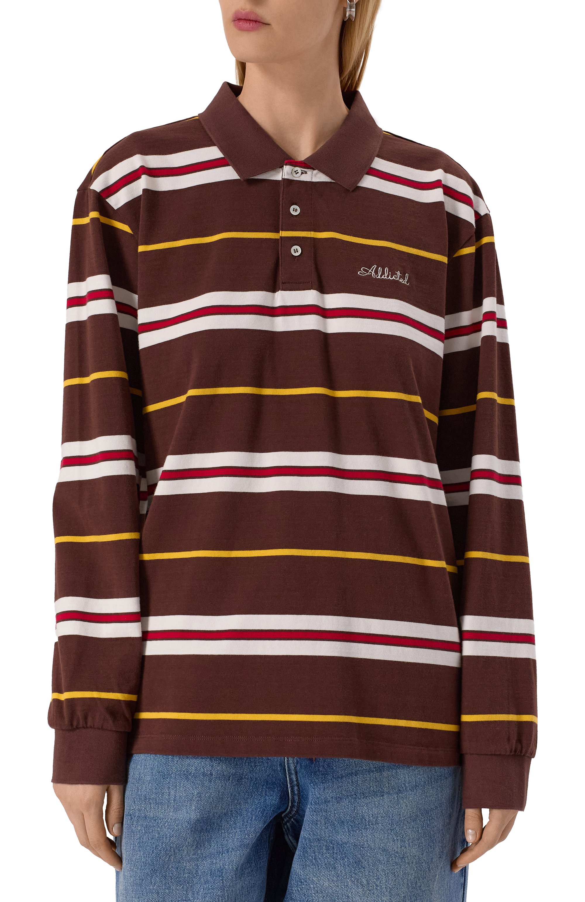 Хлопковое поло ADDICTED коричневого цвета по цене 13400 руб., арт. FT2309.2, фото 3 Хлопковое поло ADDICTED, арт. FT2309.2, фото 3