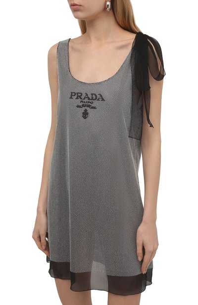 Шелковое платье с отделкой стразами PRADA, арт. P3G24R-1Z4W-F0118-221, фото 3
