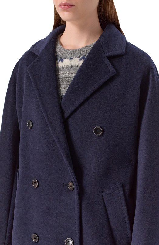 Полупальто из шерсти и кашемира Max Mara REBUS Синий  REBUS Фото 5