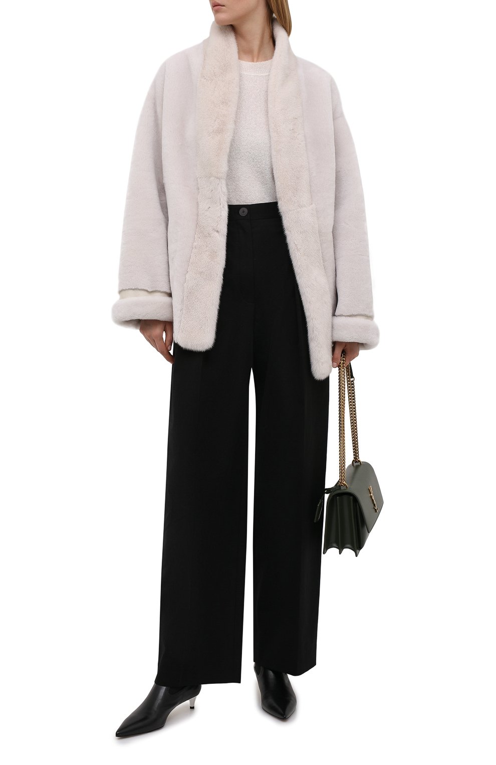 Шуба с отделкой из меха норки BLANCHA, арт. 21095/200/21/LATTE, фото 2