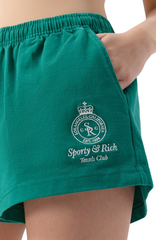 Хлопковые шорты Sporty and Rich SH037621304GR03 Зелёный  SH037621304GR03 Фото 5
