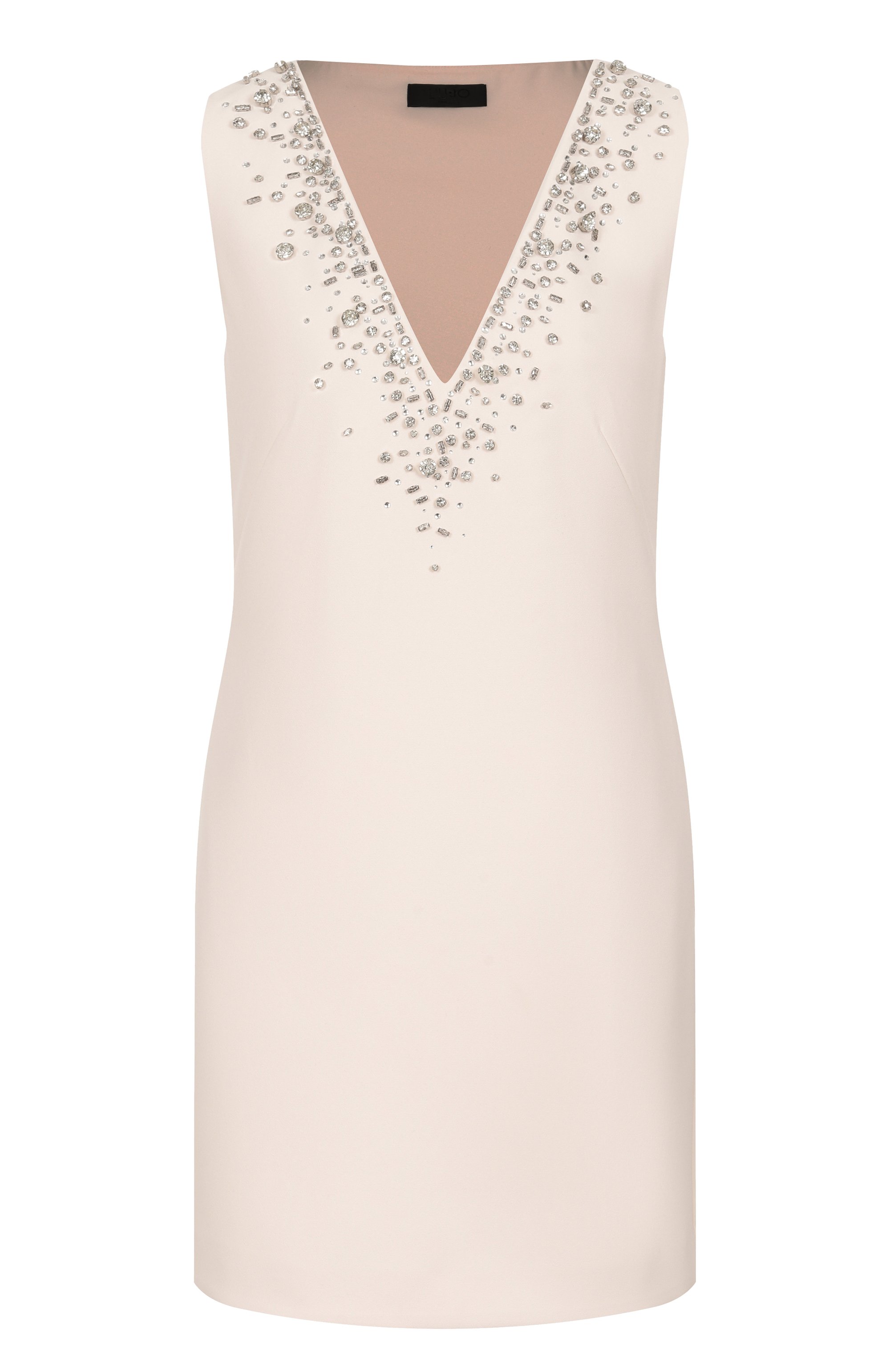 Платье с отделкой стразами LIU JO светло-бежевого цвета по цене 48190 руб., арт. CA5078T2527, фото 1 Платье с отделкой стразами LIU JO, арт. CA5078T2527, фото 1