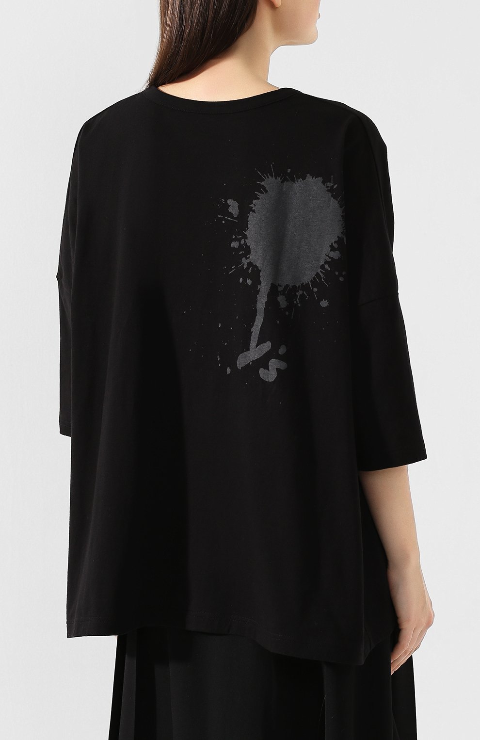 Хлопковая футболка YOHJI YAMAMOTO черного цвета по цене 21950 руб., арт. YS-T02-670, фото 4 Хлопковая футболка YOHJI YAMAMOTO, арт. YS-T02-670, фото 4