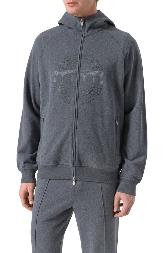 Хлопковая толстовка Brunello Cucinelli MM8363130G Серый  MM8363130G Фото 3