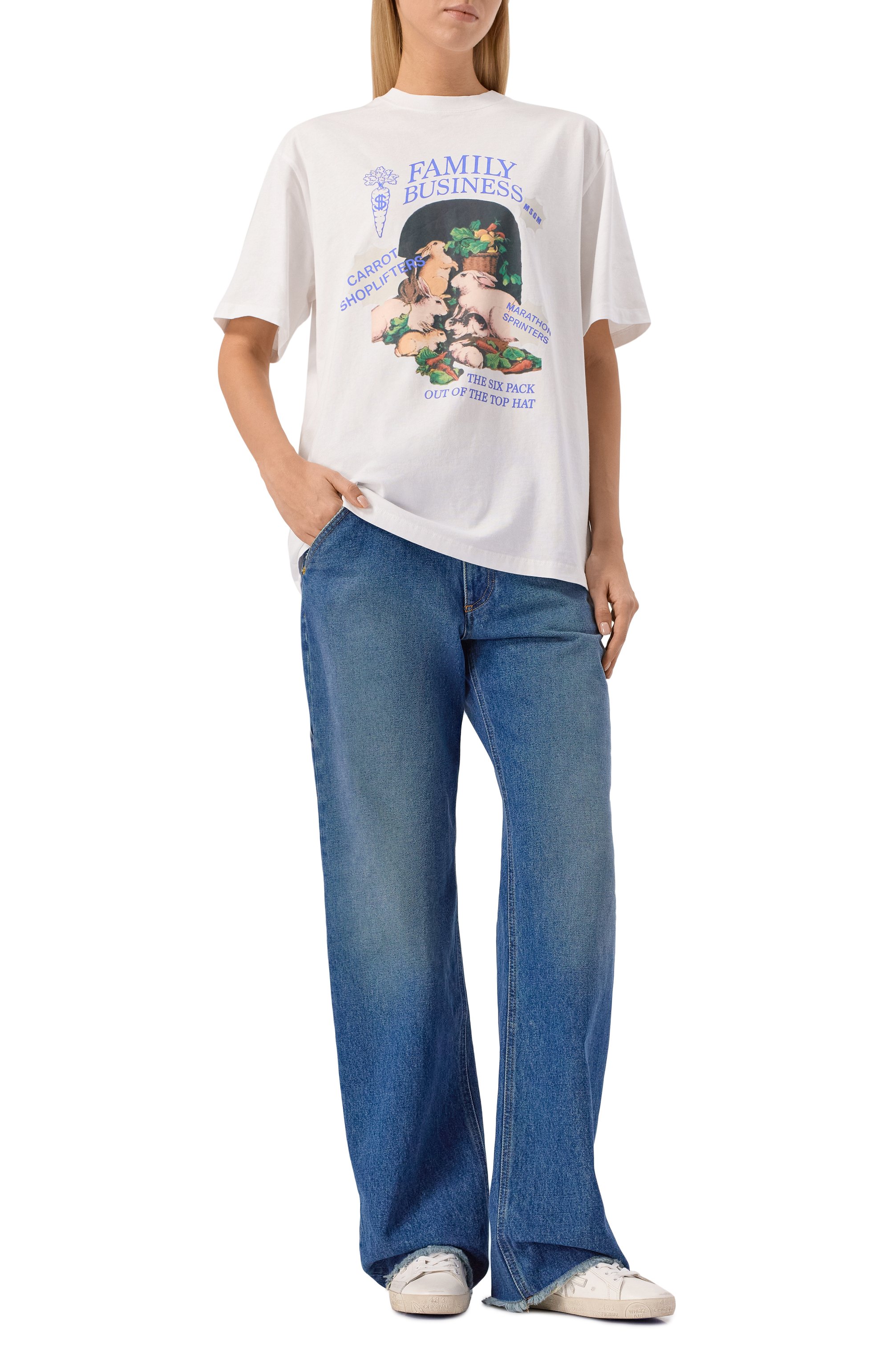 Хлопковая футболка MSGM белого цвета по цене 13500 руб., арт. 3941MDM112SE/257590, фото 2 Хлопковая футболка MSGM, арт. 3941MDM112SE/257590, фото 2