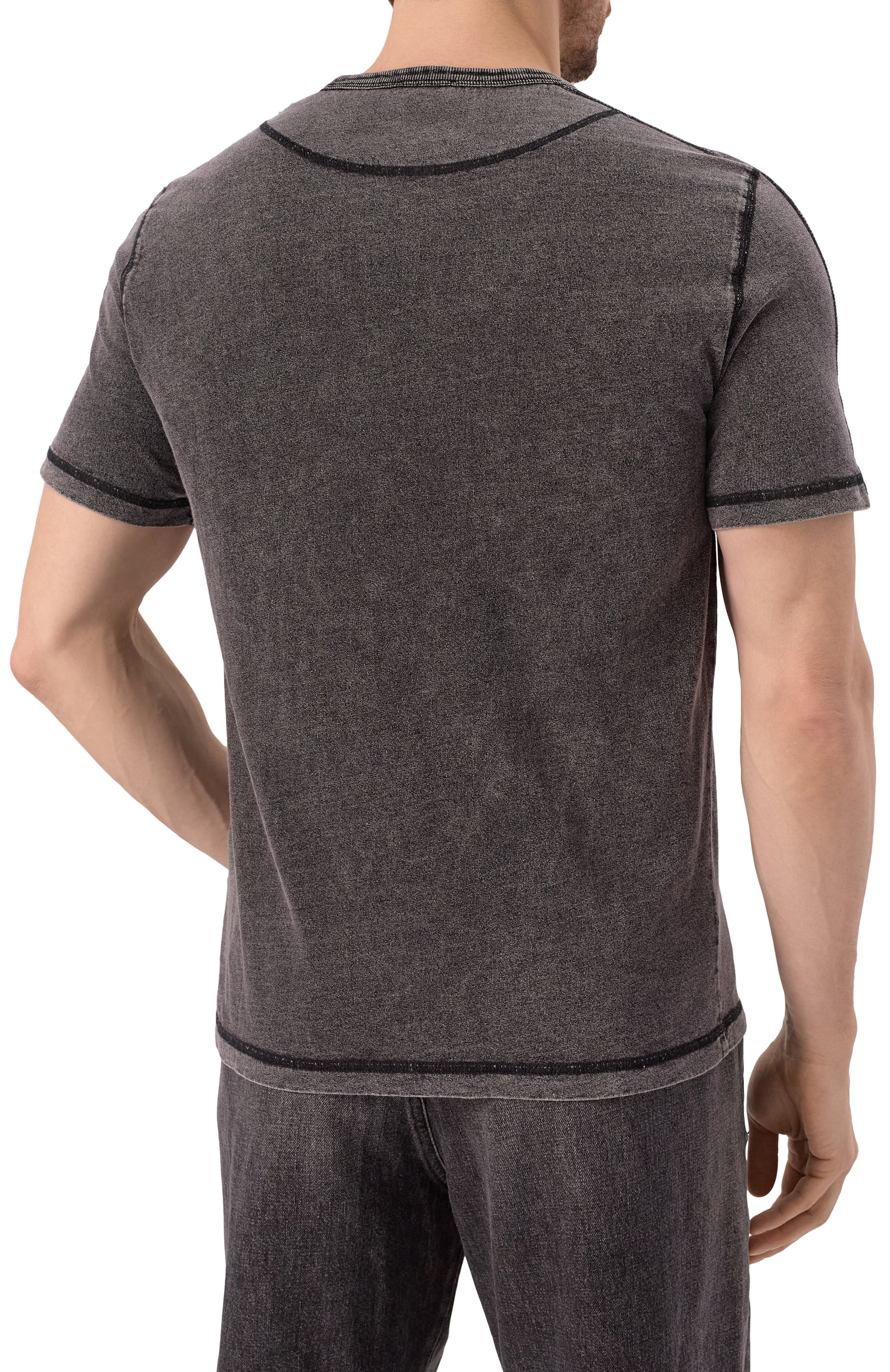 Хлопковая футболка DIESEL темно-серого цвета по цене 11550 руб., арт. A16407/0QJAH, фото 4 Хлопковая футболка DIESEL, арт. A16407/0QJAH, фото 4