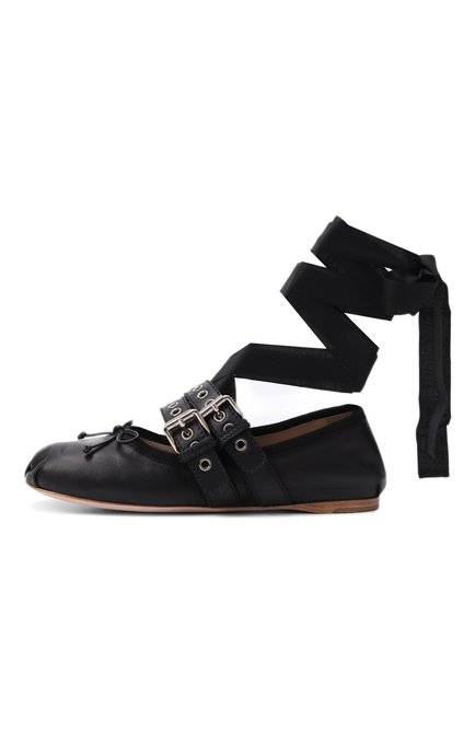 Женские кожаные балетки MIU MIU, арт. 5F466A-3KSR-F0002