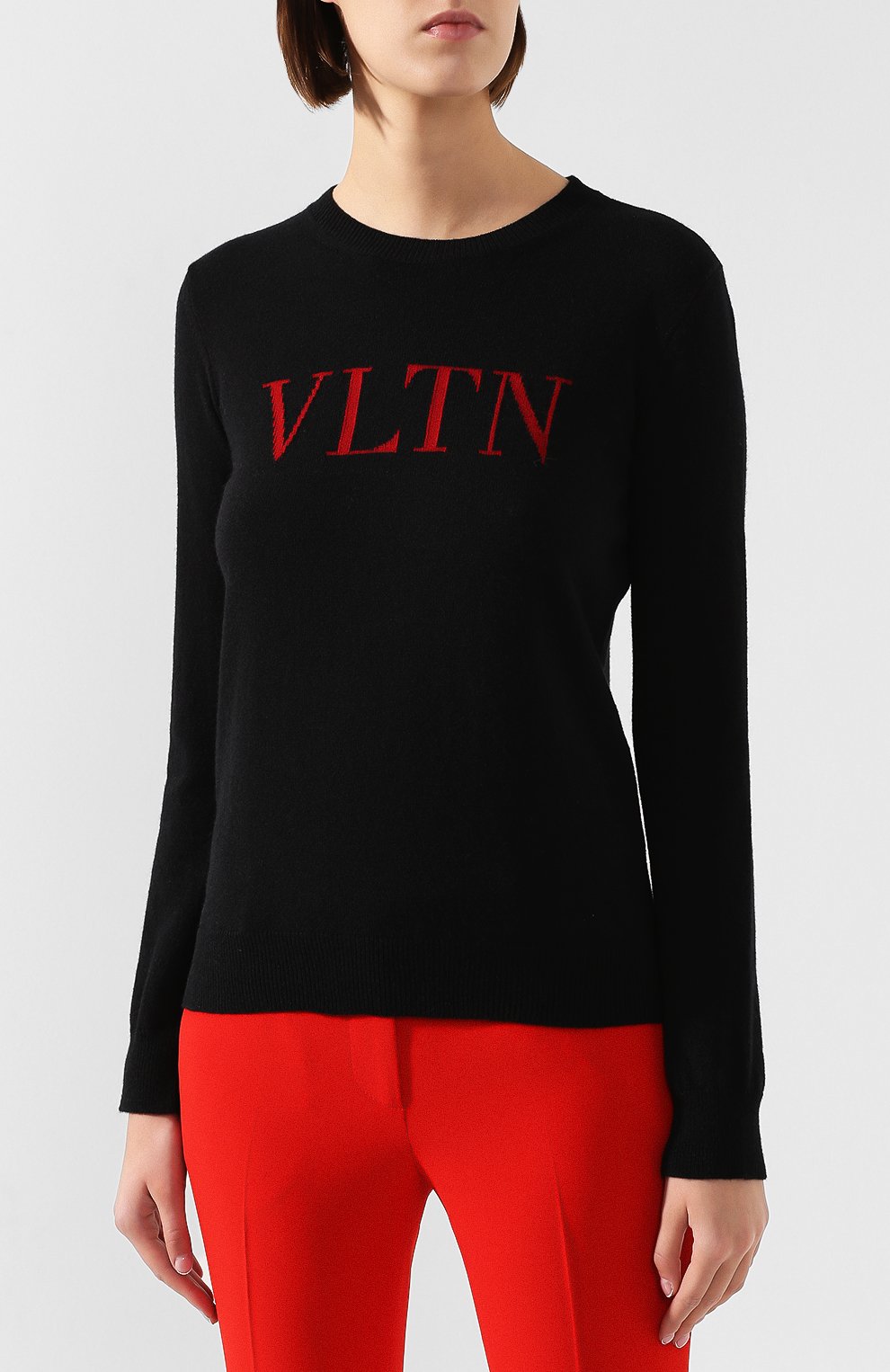 Пуловер из смеси шерсти и кашемира VALENTINO черного цвета по цене 95700 руб., арт. SB3KC10546T, фото 3 Пуловер из смеси шерсти и кашемира VALENTINO, арт. SB3KC10546T, фото 3