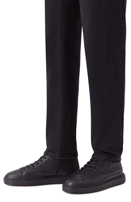 Кожаные кеды Cleanic Santoni MBCG22141NEAPIAC Чёрный  MBCG22141NEAPIAC Фото 3