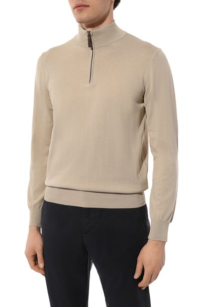 Хлопковый джемпер CANALI бежевого цвета по цене 43250 руб., арт. C0015/MK00145, фото 3 Хлопковый джемпер CANALI, арт. C0015/MK00145, фото 3