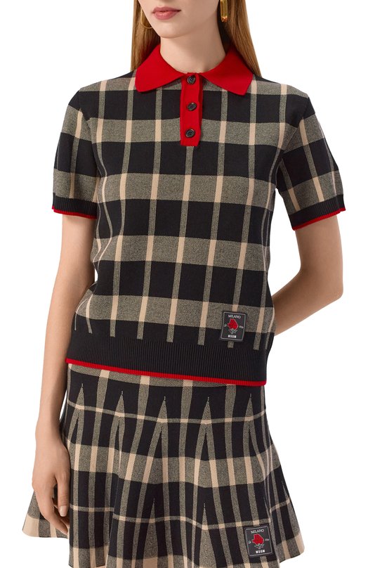 Поло из вискозы MSGM 3941MDM198/257775 Разноцветный  3941MDM198/257775 Фото 3