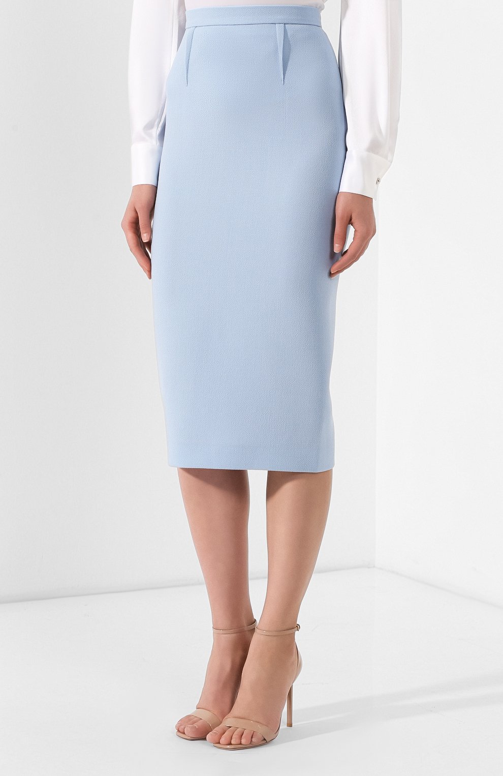 Шерстяная юбка ROLAND MOURET голубого цвета по цене 62050 руб., арт. EW19/S4134/F4044, фото 3 Шерстяная юбка ROLAND MOURET, арт. EW19/S4134/F4044, фото 3