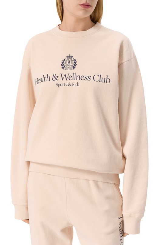 Хлопковый свитшот Sporty and Rich ST071606241CR01 Бежевый  ST071606241CR01 Фото 7