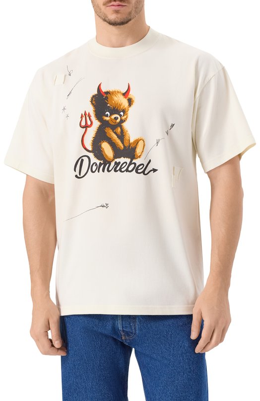 Хлопковая футболка DOMREBEL M DIABL0 BEAR/T-SHIRT Белый  M DIABL0 BEAR/T-SHIRT Фото 3