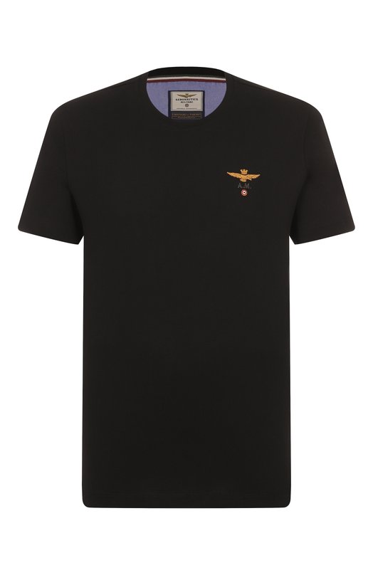 Хлопковая футболка Aeronautica Militare TS1580UJ00372 Чёрный TS1580UJ00372