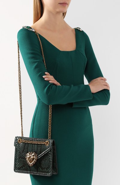 Сумка devotion small из кожи питона DOLCE & GABBANA зеленого цвета по цене 270000 руб., арт. BB6641/A2111/PBIV, фото 5 Сумка devotion small из кожи питона DOLCE & GABBANA, арт. BB6641/A2111/PBIV, фото 5