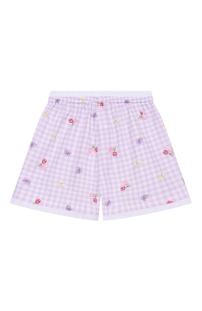 Хлопковые шорты MONNALISA сиреневого цвета по цене 12000 руб., арт. 11G409, фото 2 Хлопковые шорты MONNALISA, арт. 11G409, фото 2