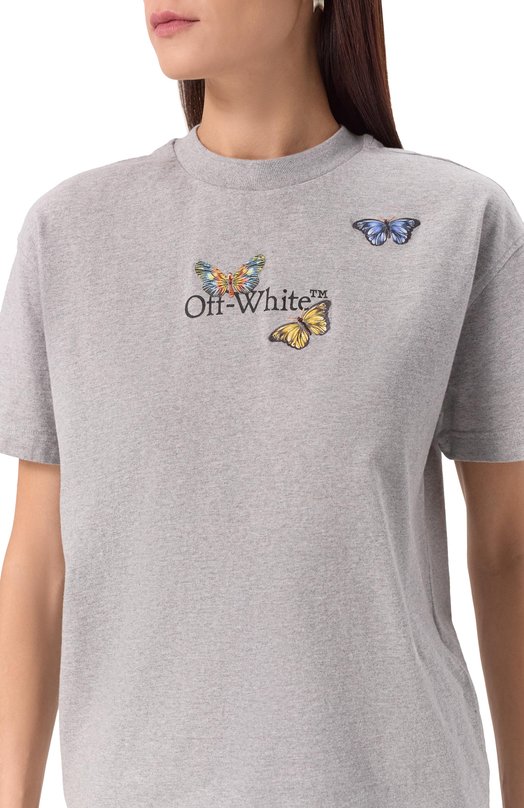 Хлопковая футболка Off-White 0WAA089S25JER0070510 Серый  0WAA089S25JER0070510 Фото 5