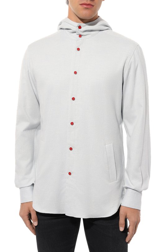 Хлопковая рубашка Kiton UMCMARH0906101 Голубой  UMCMARH0906101 Фото 3