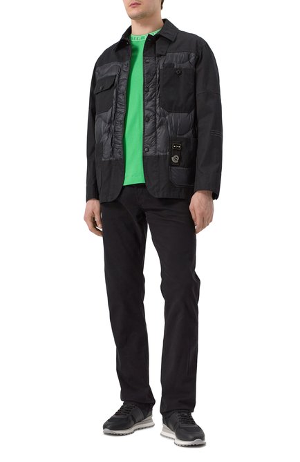 Мужская хлопковая футболка MONCLER зеленого цвета, арт. 8C00012/8390T | Фото 2 (Рукава: Короткие; Материал внешний: Хлопок; Длина (для топов): Стандартные; Драгоценные камни: Проставлено; Материал сплава: Проставлено)