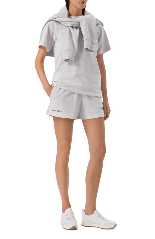 Хлопковая футболка Sporty and Rich T0043627666GY03 Серый  T0043627666GY03 Фото 2