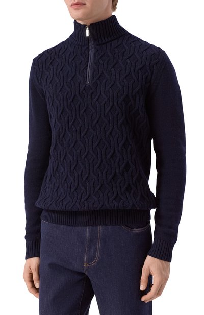 Свитер из шерсти и кашемира ANDREA CAMPAGNA темно-синего цвета по цене 119000 руб., арт. WU26N0440-08A-FN026, фото 3 Свитер из шерсти и кашемира ANDREA CAMPAGNA, арт. WU26N0440-08A-FN026, фото 3