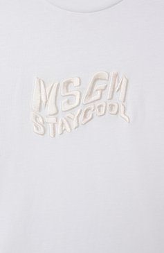 Детская хлопковая футболка MSGM KIDS белого цвета, арт. S5MSJGTH241 | Фото 3 (Материал сплава: Проставлено; Драгоценные камни: Проставлено; Рукава: Короткие; Девочки Кросс-КТ: Футболка-спорт, футболка-одежда; Материал внешний: Хлопок; Ростовка одежда: 6 лет | 116 см, 12 лет | 152 см, 16 лет | 164 см, 10 - 11 лет | 140 - 146см, 8 лет | 128 см)