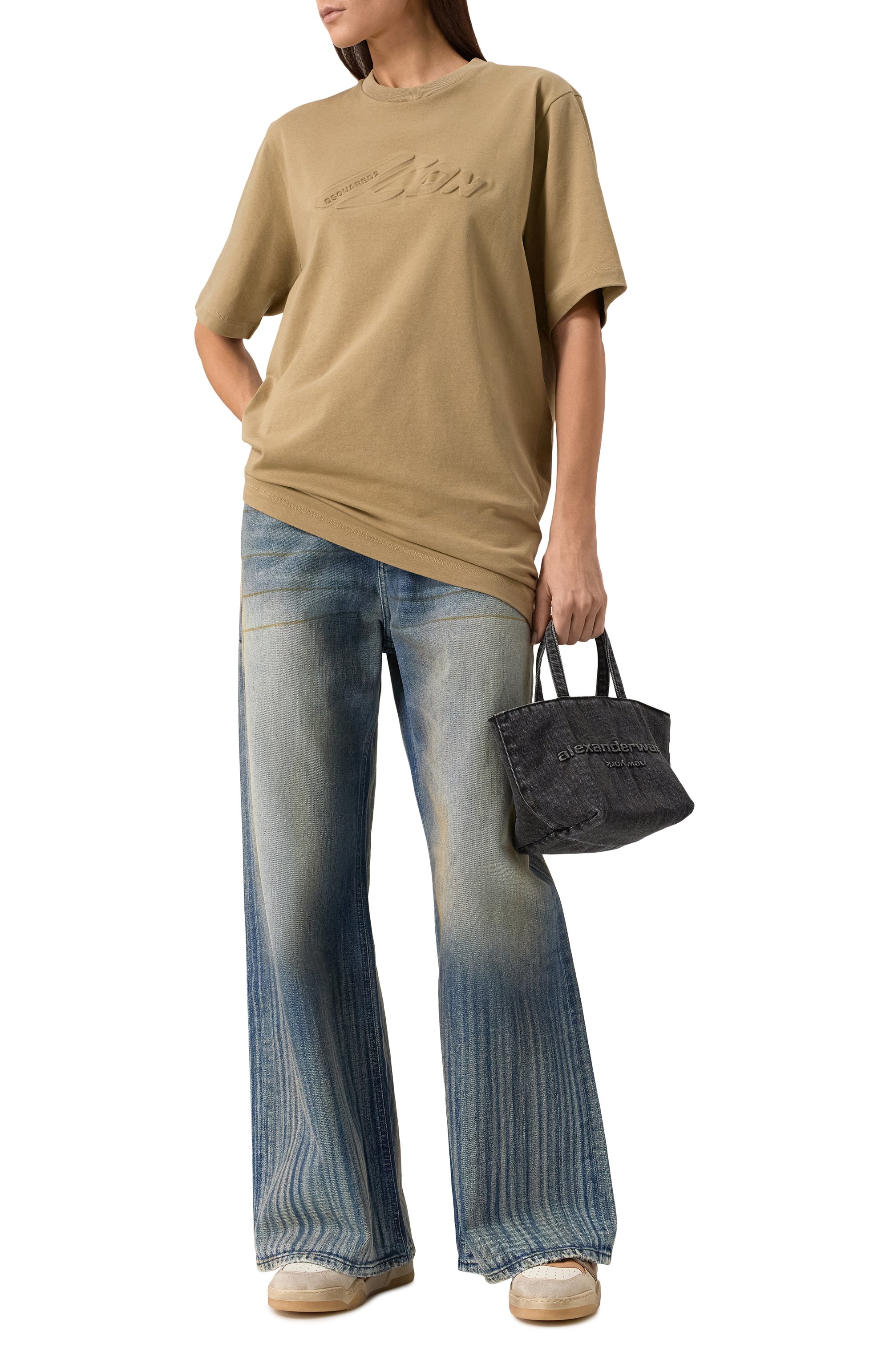 Хлопковое платье DSQUARED2 темно-бежевого цвета по цене 31600 руб., арт. S80CT0046/D20033, фото 2 Хлопковое платье DSQUARED2, арт. S80CT0046/D20033, фото 2