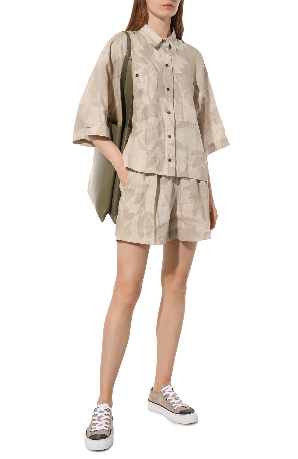 Льняные шорты BRUNELLO CUCINELLI бежевого цвета по цене 99500 руб., арт. MB650B1376, фото 2 Льняные шорты BRUNELLO CUCINELLI, арт. MB650B1376, фото 2