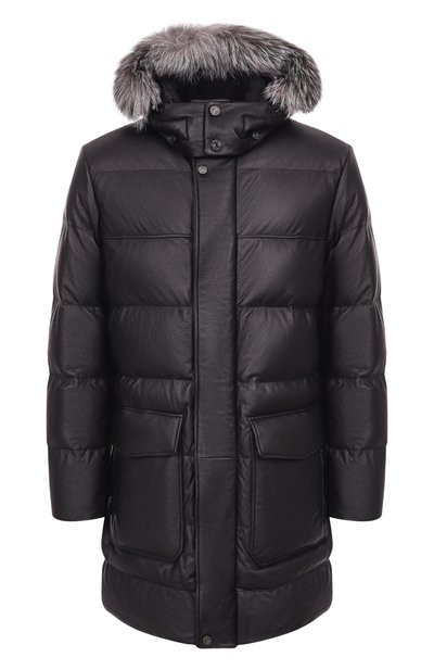 Мужская кожаный пуховик с отделкой из песца STEFANO RICCI, арт. MDJ5300430/5901/60