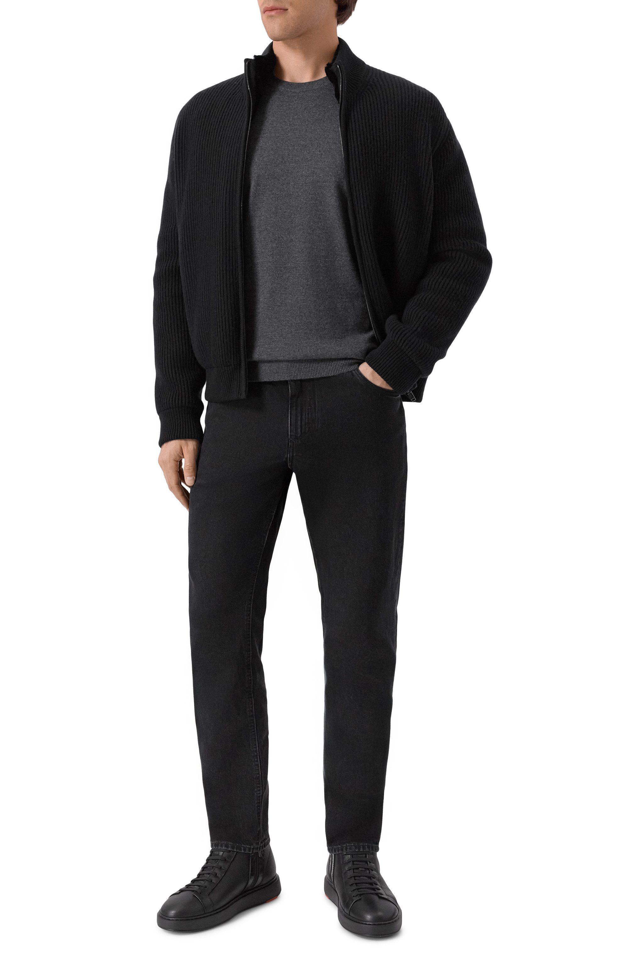 Кожаные кеды cleanic SANTONI, арт. MBCG22141NEAPECE, фото 2