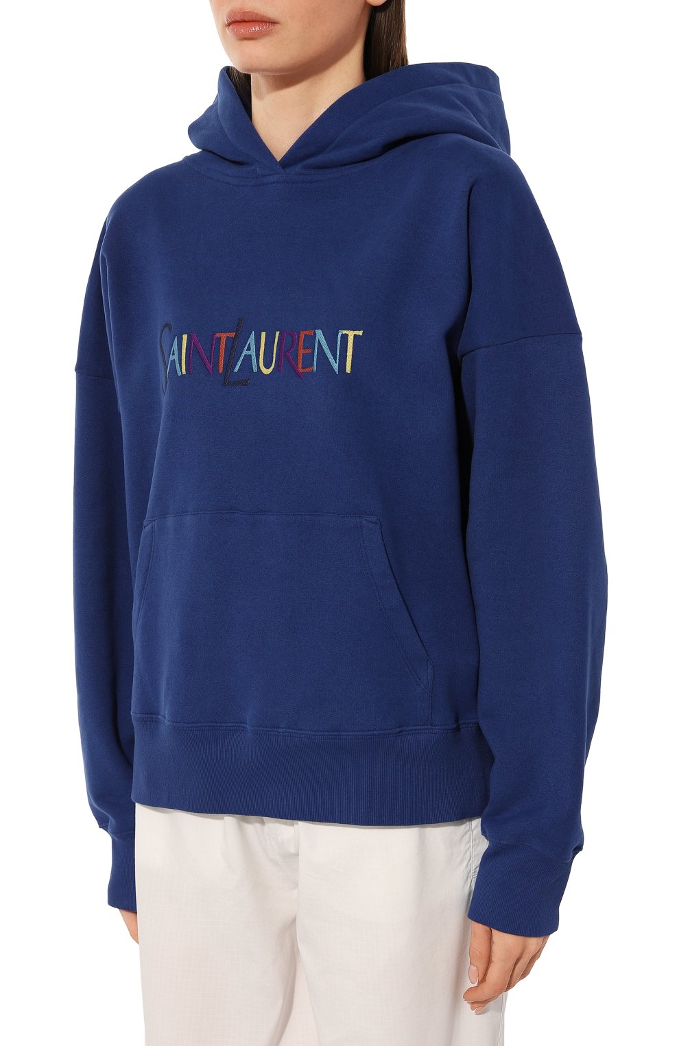 Хлопковое худи SAINT LAURENT синего цвета по цене 125000 руб., арт. 717847/Y37CG, фото 3 Хлопковое худи SAINT LAURENT, арт. 717847/Y37CG, фото 3