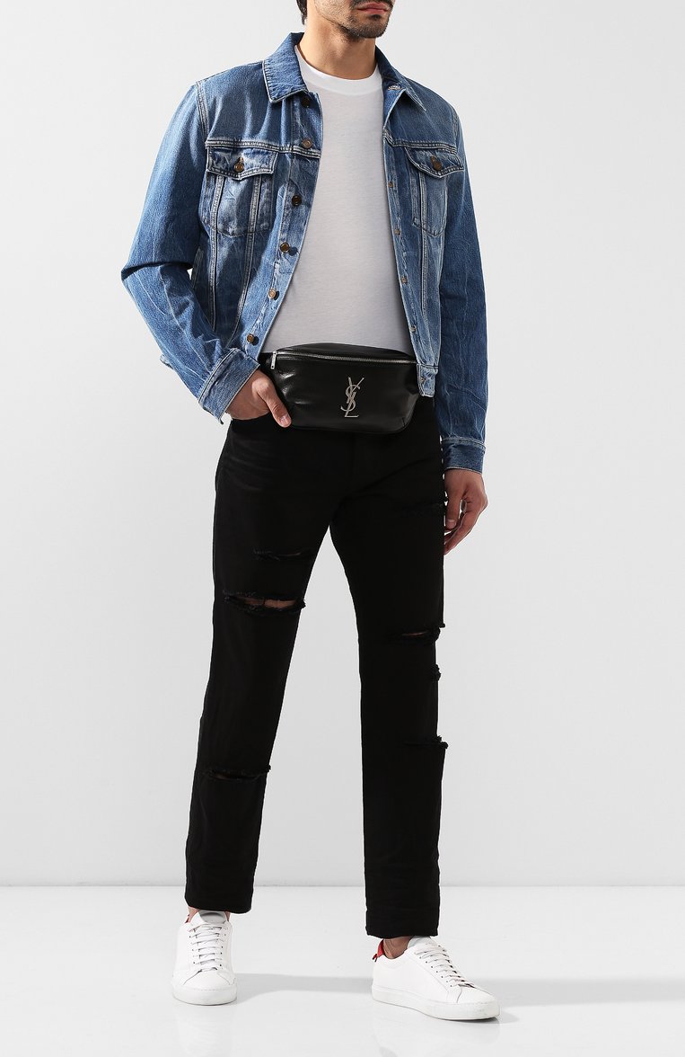 Мужская кожаная поясная сумка SAINT LAURENT черного цвета, арт. 590076/03U0E | Фото 2 (Материал: Натуральная кожа; Статус проверки: Проверена категория; Размер: medium; Случай: Повседневный; Автоматизация Diginetica: Не назначено)
