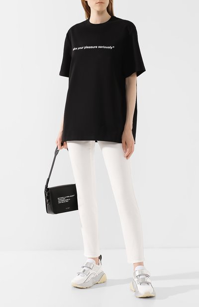 Хлопковая футболка MSGM черного цвета по цене 11300 руб., арт. 2741MDM167 195797, фото 2 Хлопковая футболка MSGM, арт. 2741MDM167 195797, фото 2