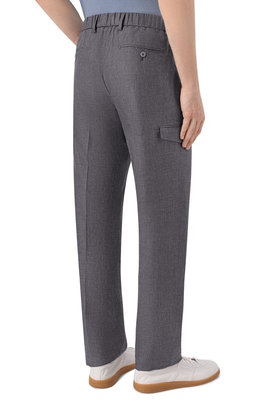 Брюки-карго изо льна и шерсти Stefano Ricci M1T6100142/B127HA Серый  M1T6100142/B127HA Фото 4