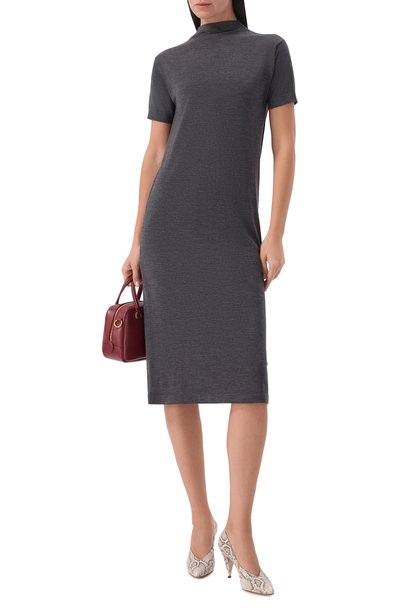Шерстяное платье JIL SANDER темно-серого цвета по цене 171500 руб., арт. J02CT0608/J14857, фото 2 Шерстяное платье JIL SANDER, арт. J02CT0608/J14857, фото 2