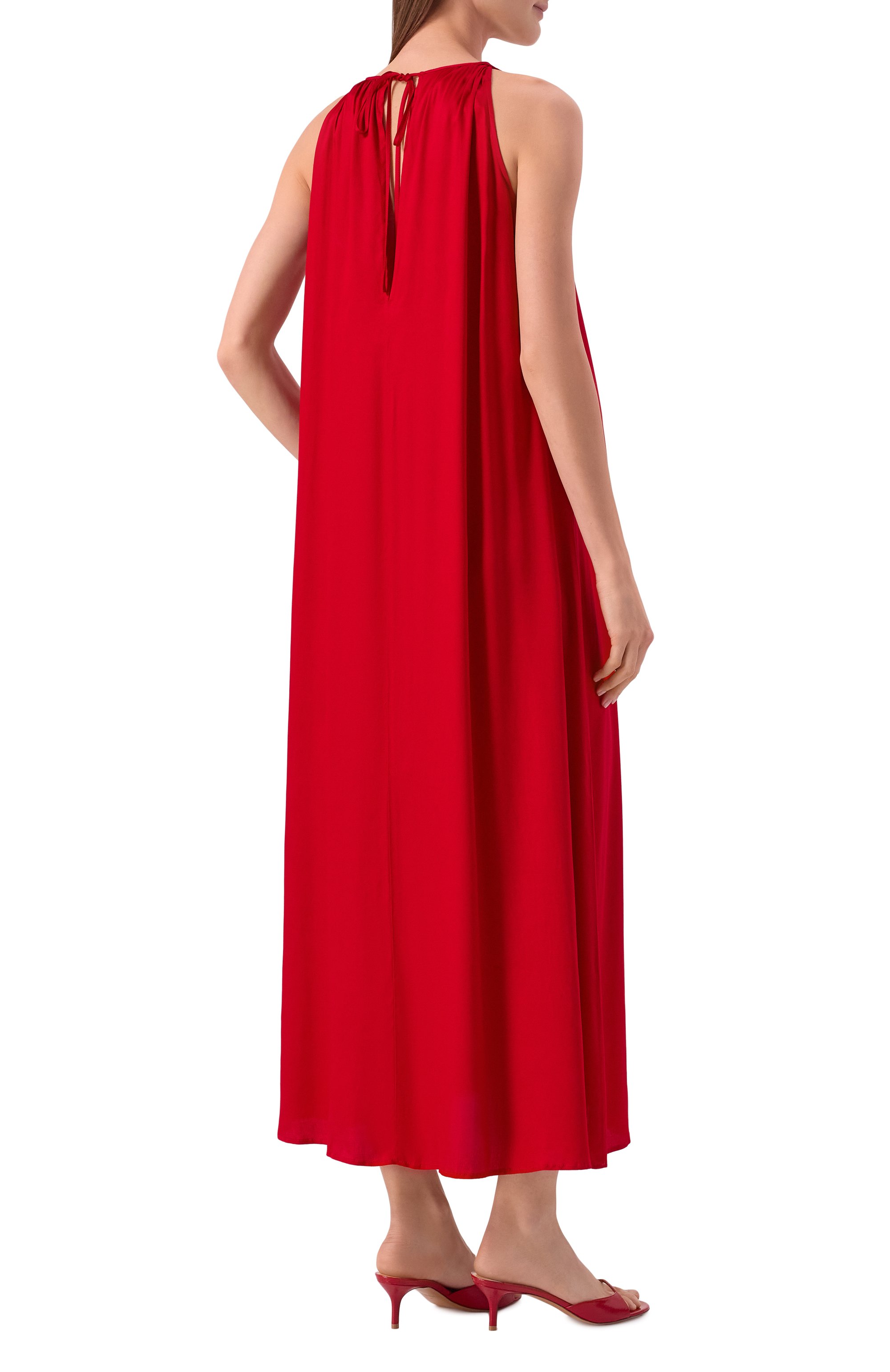 Атласное платье PIETRO BRUNELLI красного цвета по цене 24400 руб., арт. AG2416/VIG001, фото 3 Атласное платье PIETRO BRUNELLI, арт. AG2416/VIG001, фото 3