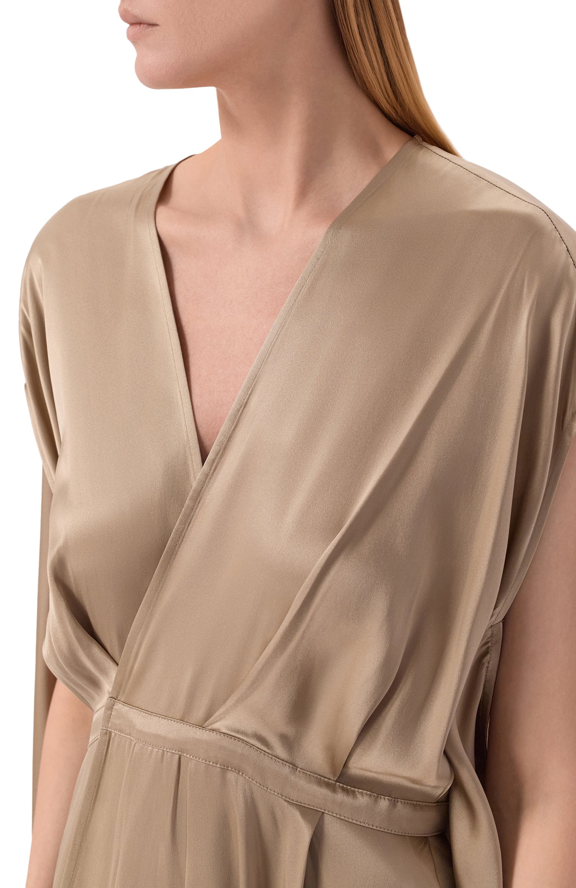 Атласное платье CO бежевого цвета по цене 129000 руб., арт. 4497NLSC-S26, фото 4 Атласное платье CO, арт. 4497NLSC-S26, фото 4