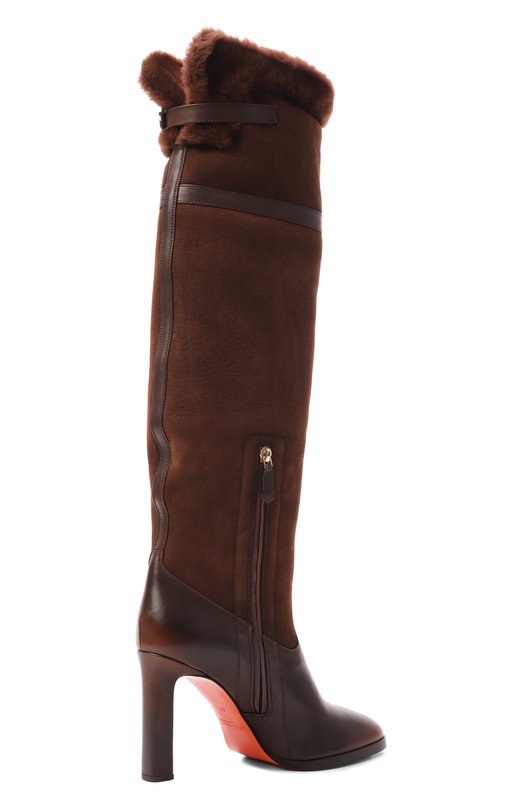 Кожаные ботфорты Santoni WSAG71929HI2ARHG Коричневый  WSAG71929HI2ARHG Фото 5