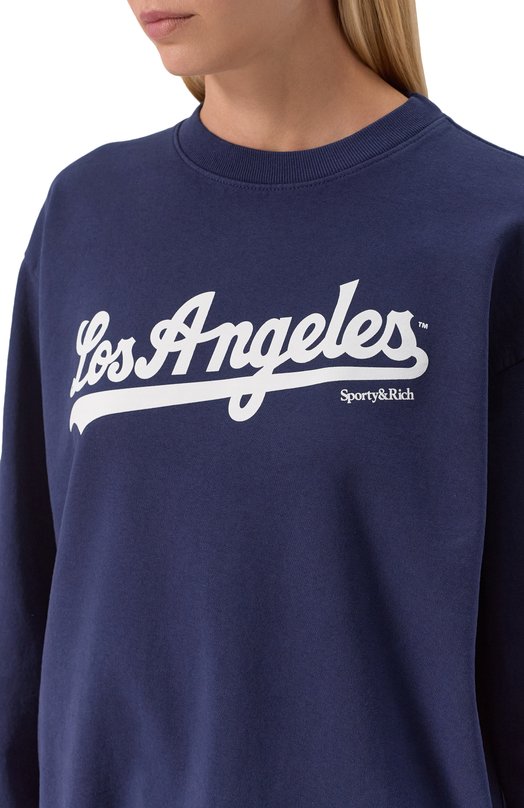 Хлопковый свитшот Sporty & Rich x LA Dodgers Sporty and Rich ST071627667BL106 Синий  ST071627667BL106 Фото 5