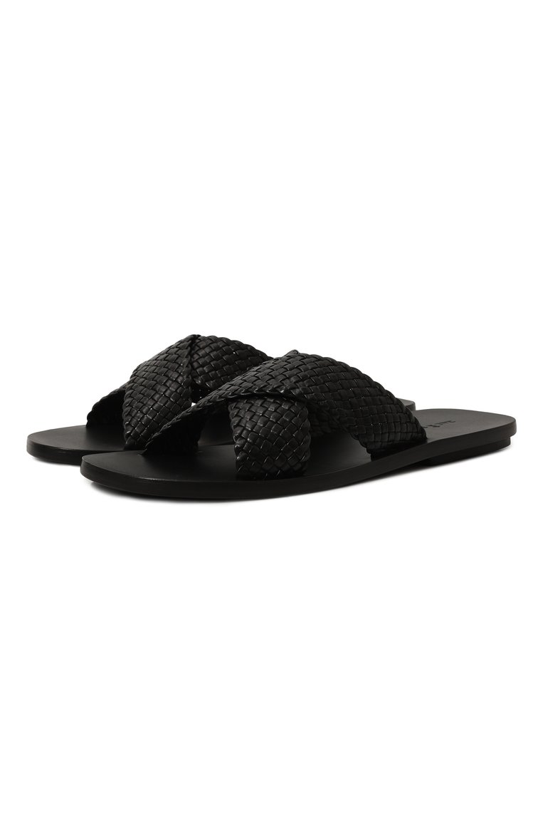 Мужские кожаные шлепанцы KITON черного цвета, арт. USSA035N00982 | Фото 1 (Нос: Не проставлено; Материал внутренний: Натуральная кожа; Материал внешний: Натуральная кожа)