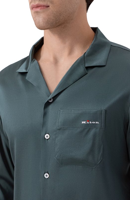 Шелковая сорочка Kiton UNWM018K0245H05 Зелёный  UNWM018K0245H05 Фото 5