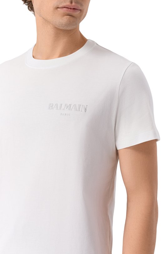 Хлопковая футболка Balmain FH1EF000/GD84 Белый  FH1EF000/GD84 Фото 5