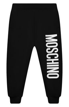 Детские хлопковые джоггеры MOSCHINO черного цвета, арт. HMP03L/LDA27/4A-8A | Фото 1 (Девочки Кросс-КТ: Брюки-одежда, Джоггеры-одежда, Брюки-спорт; Материал внешний: Хлопок; Региональные ограничения белый список (Axapta Mercury): RU; Материал сплава: Проставлено; Нос: Не проставлено; Ростовка одежда: 4 года | 104 см, 5 лет | 110 см, 6 лет | 116 см, 8 лет | 128 см)