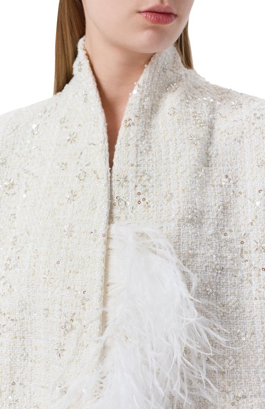 Твидовый жакет с отделкой перьями Leffers 1\5.52.94.15.02 Белый  1\5.52.94.15.02 Фото 5