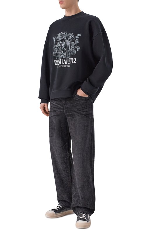 Хлопковый свитшот Dsquared2 S74GU0946/D25028 Чёрный  S74GU0946/D25028 Фото 2
