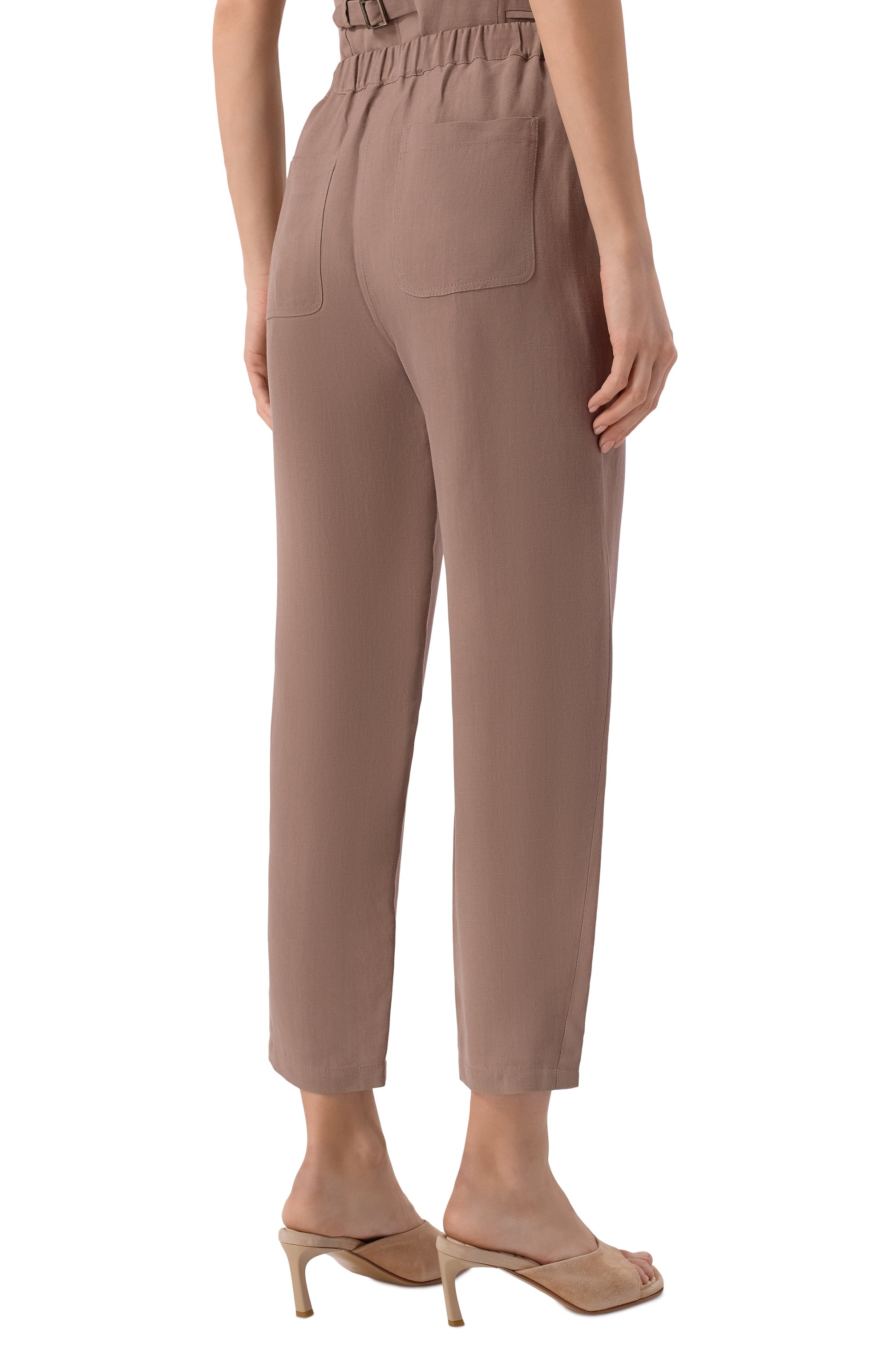 Брюки из вискозы и льна ANTONELLI FIRENZE темно-бежевого цвета по цене 58350 руб., арт. Q8713/935, фото 4 Брюки из вискозы и льна ANTONELLI FIRENZE, арт. Q8713/935, фото 4