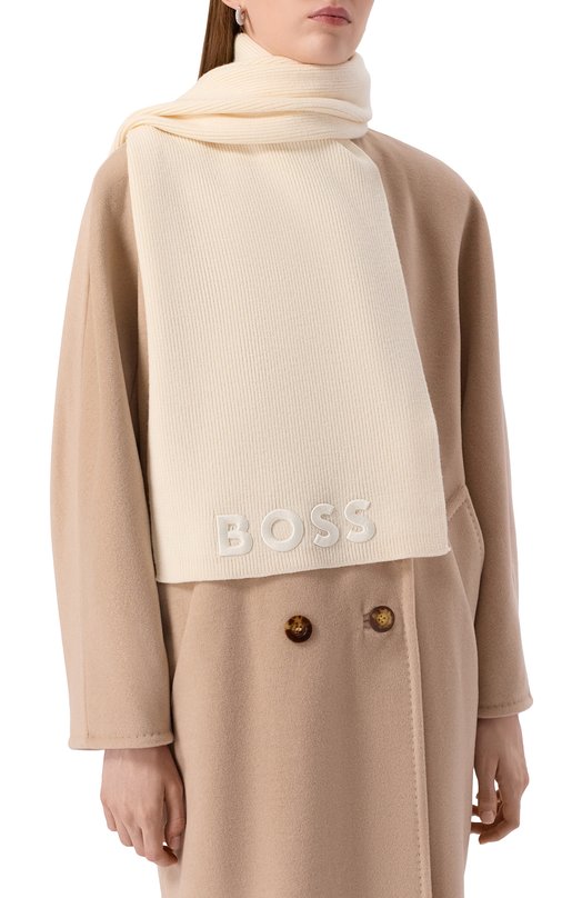 Шерстяной шарф BOSS 50497861 Кремовый  50497861 Фото 2