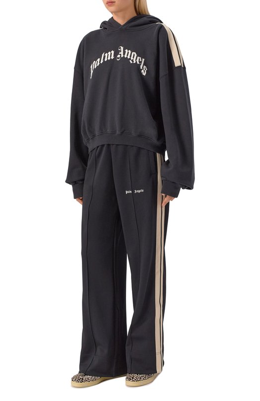 Хлопковое худи Palm Angels PWBB076F25FLE006 Чёрный  PWBB076F25FLE006 Фото 2