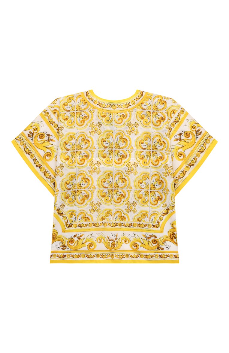Детская хлопковая туника DOLCE & GABBANA желтого цвета, арт. LB7A14/G7J5K | Фото 2 (Рукава: Короткие; Материал внешний: Хлопок; Автоматизация состава: Проставлено; Автоматизация ТО: Проставлено; Ростовка одежда: 16 лет | 164 см, 13 - 15 лет | 158 см)